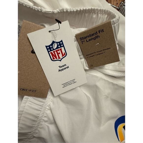 Nike White Los Angeles Rams NFL Dri Fit Active Shorts Size Medium NWT - Picture 4 of 5